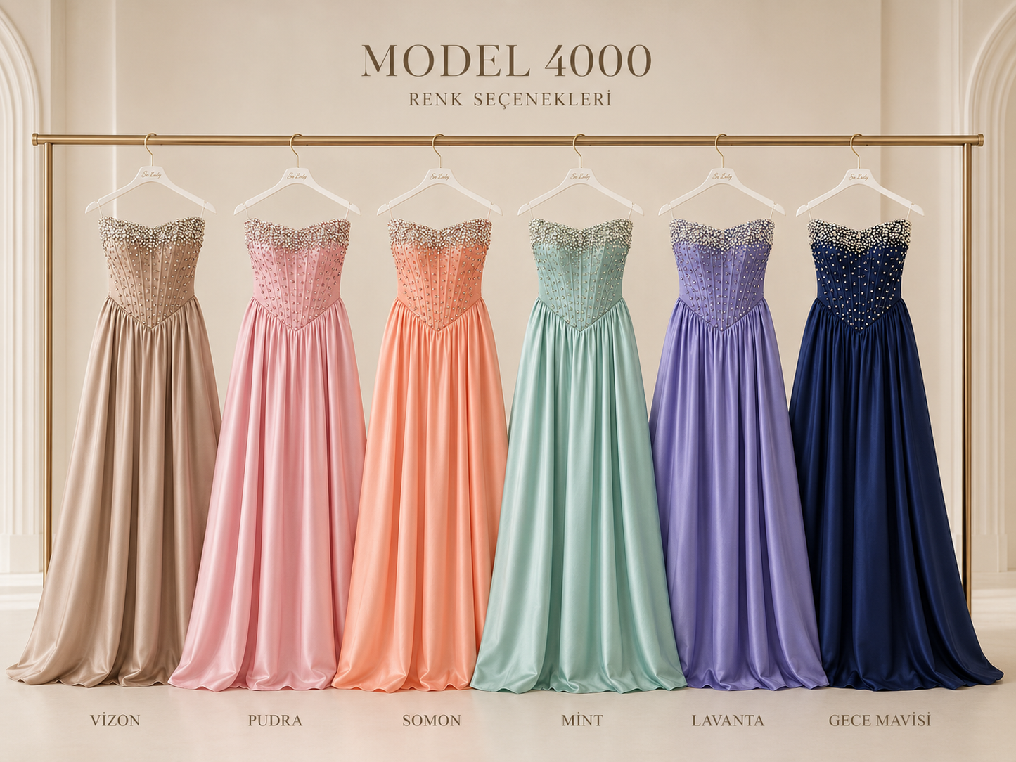 So Lady Model 4000 Taş İşlemeli Straplez Korse Uzun Abiye Elbise