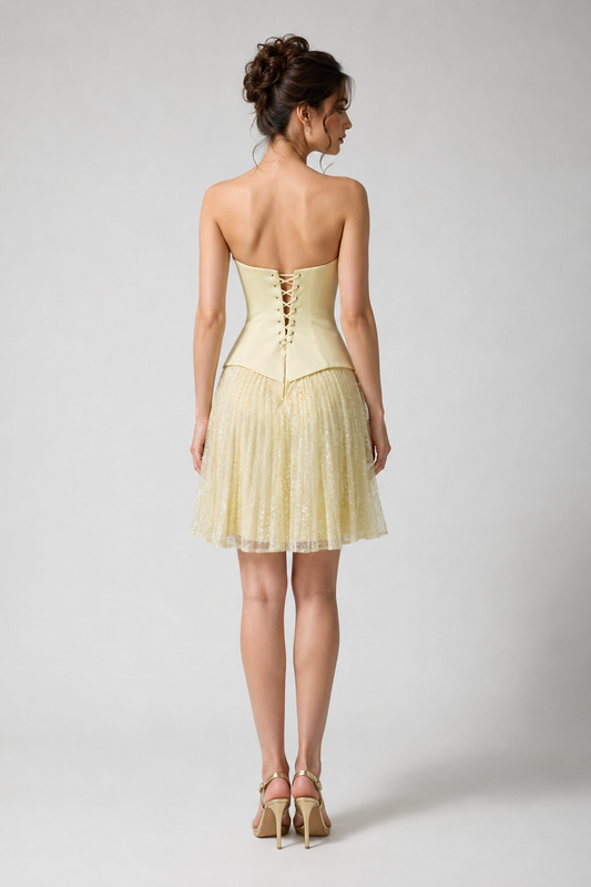 So Lady Model 4113 Straplez Kısa Abiye Elbise
