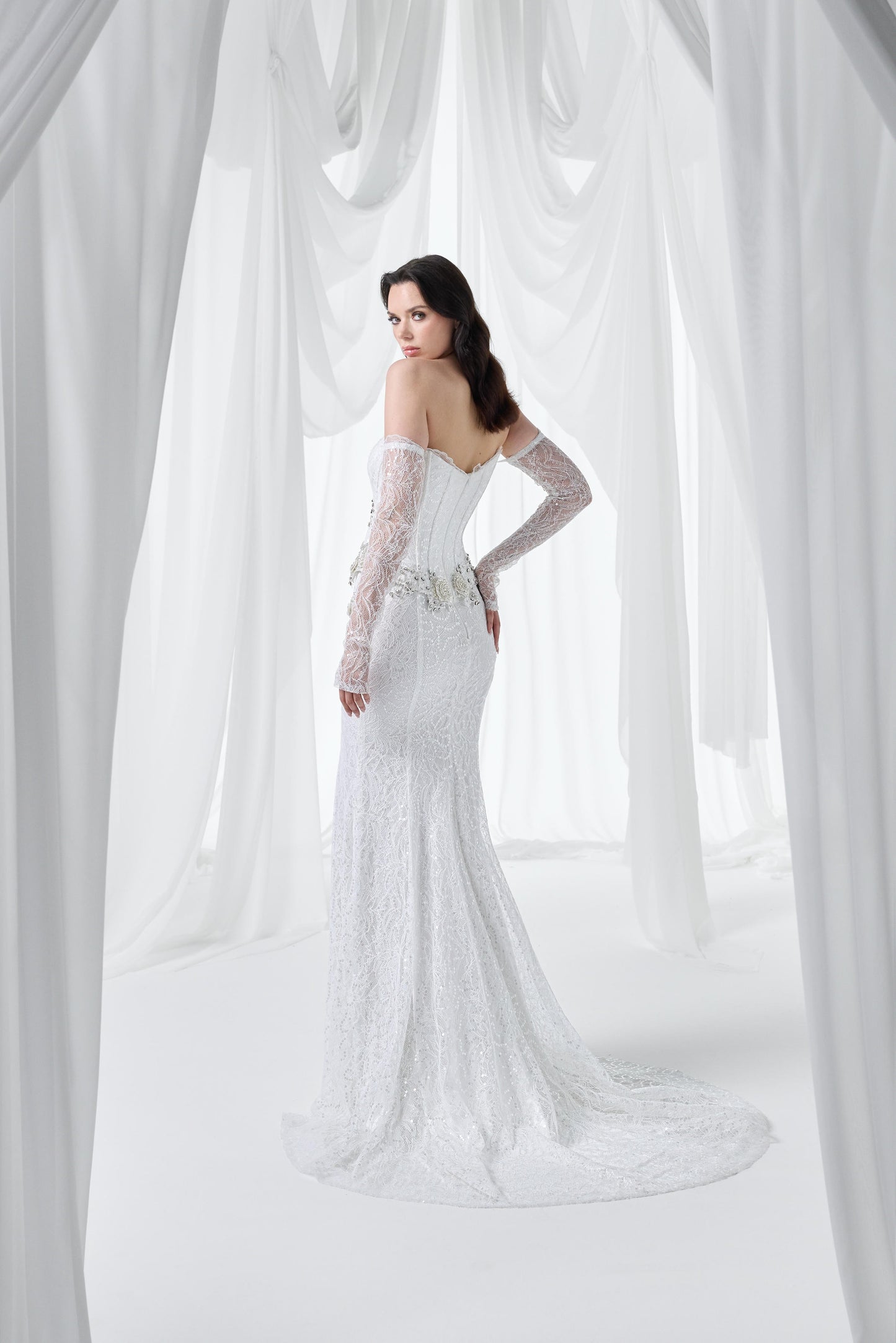 So Lady Model 3135 Dantel İşlemeli Korse Detaylı Uzun Abiye Elbise
