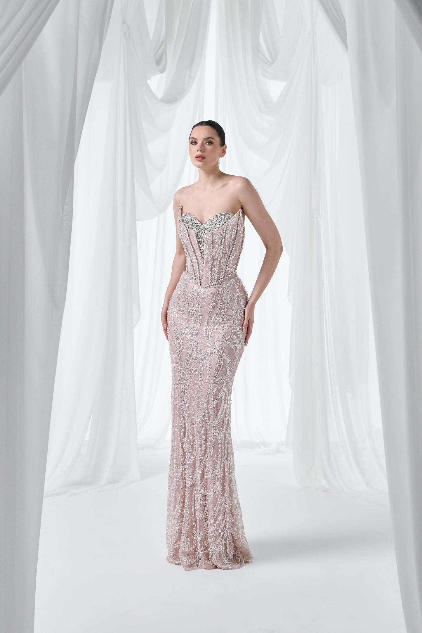 So Lady Model 4050 Taş İşlemeli Korsaj Formlu Uzun Abiye Elbise