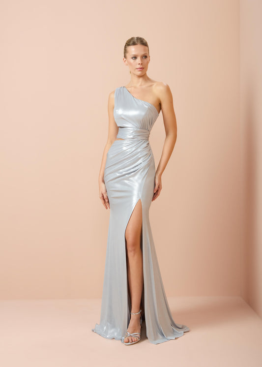 So Lady Model 2015 Tek Omuz Parlak Uzun Abiye Elbise