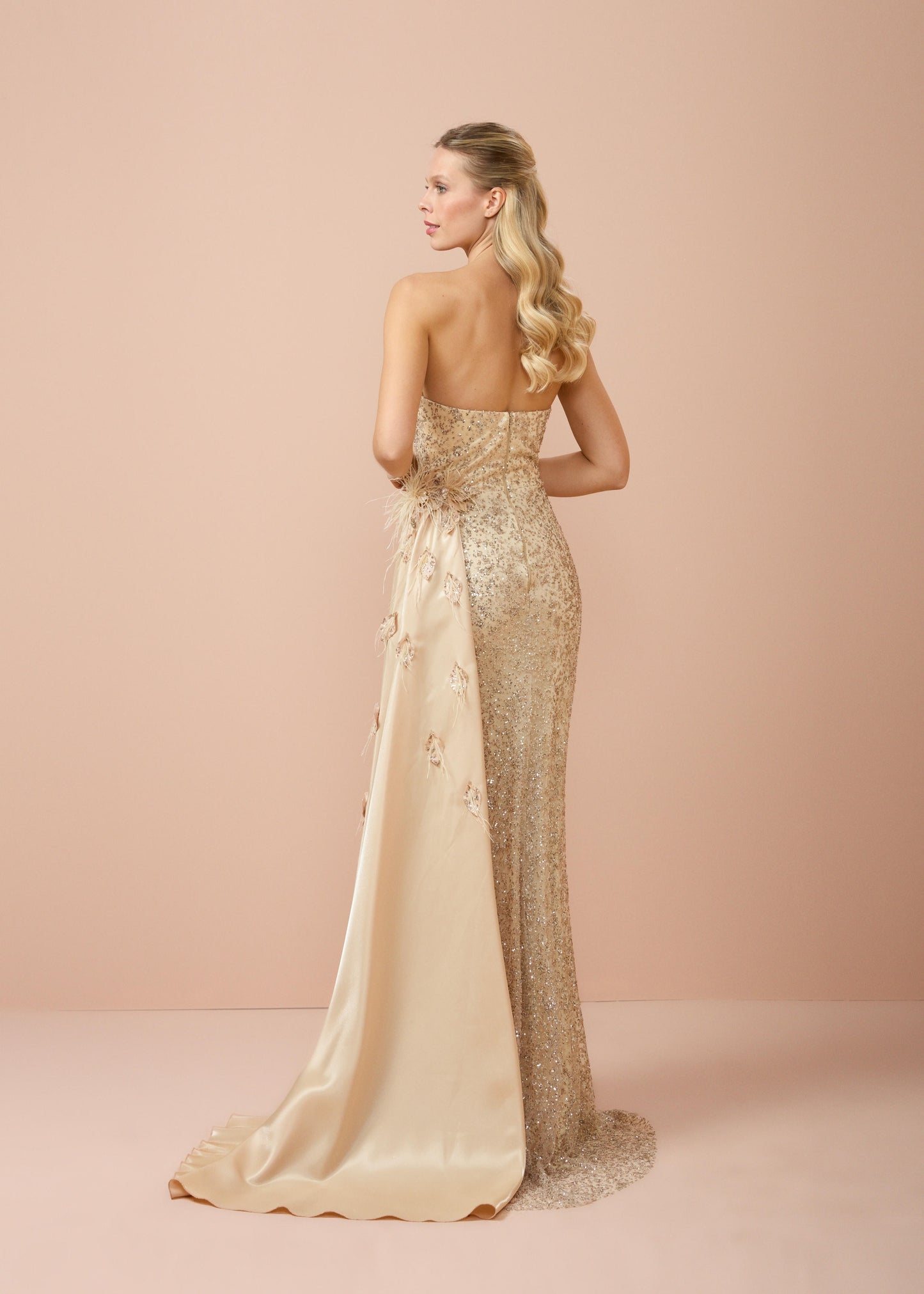 So Lady Model 2212 Payet İşlemeli Straplez Uzun Abiye Elbise