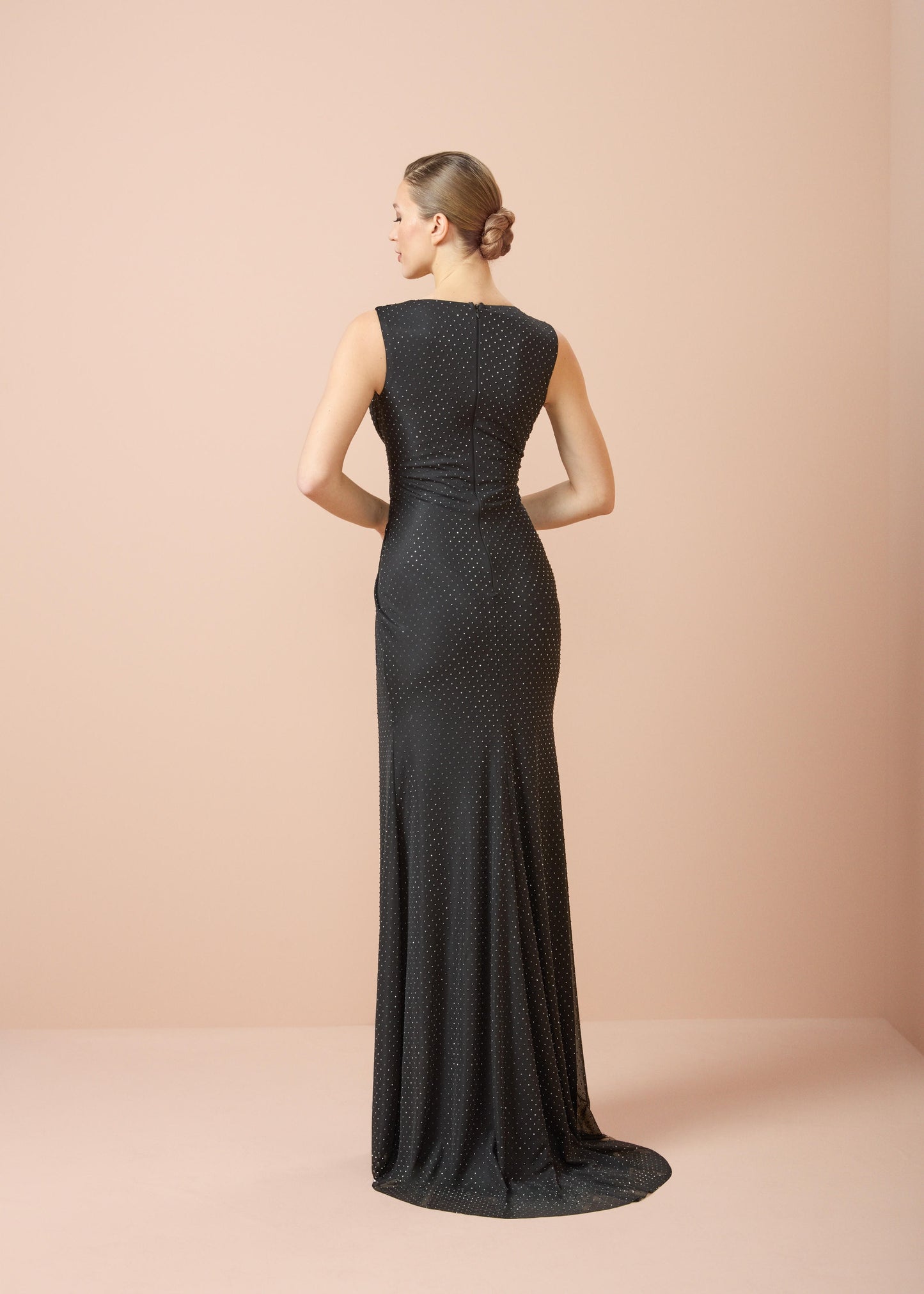So Lady Model 3014 V Yaka Drapeli Uzun Abiye Elbise