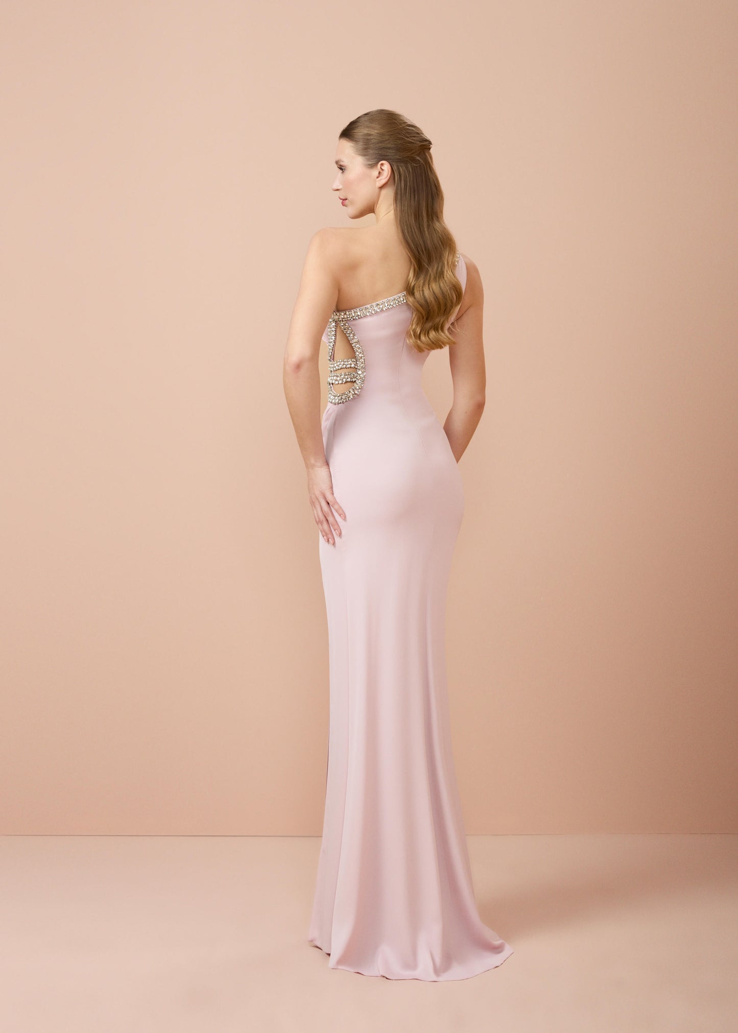 So Lady Model 3042 Taş İşlemeli Tek Omuz Drapeli Uzun Abiye Elbise