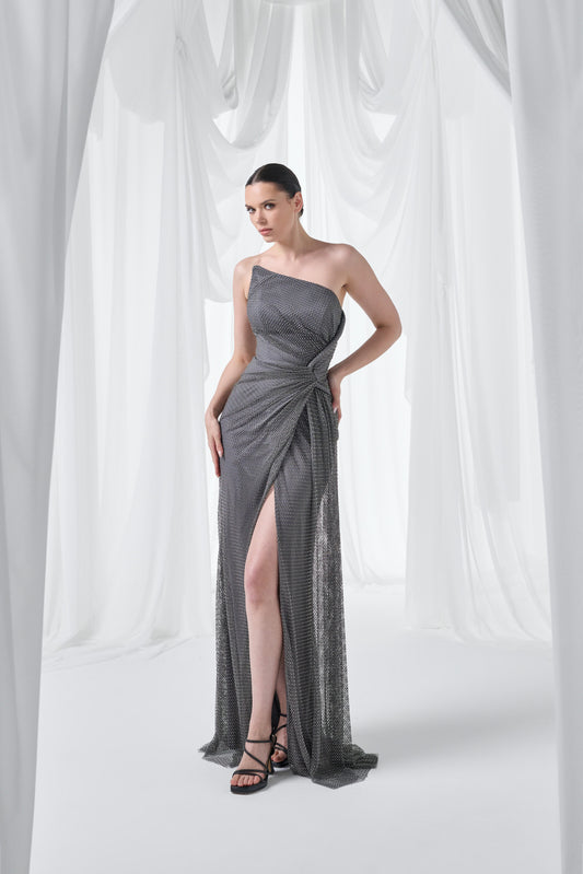 So Lady Model 3045 Işıltılı Drapeli Uzun Abiye Elbise