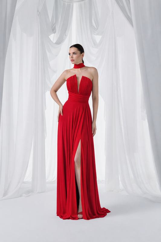 So Lady Model 3062 Boyundan Bağlamalı Uzun Abiye Elbise