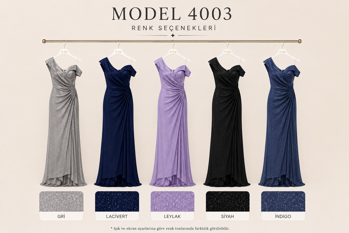 So Lady Model 4003 Tek Omuz Işıltılı Uzun Abiye Elbise