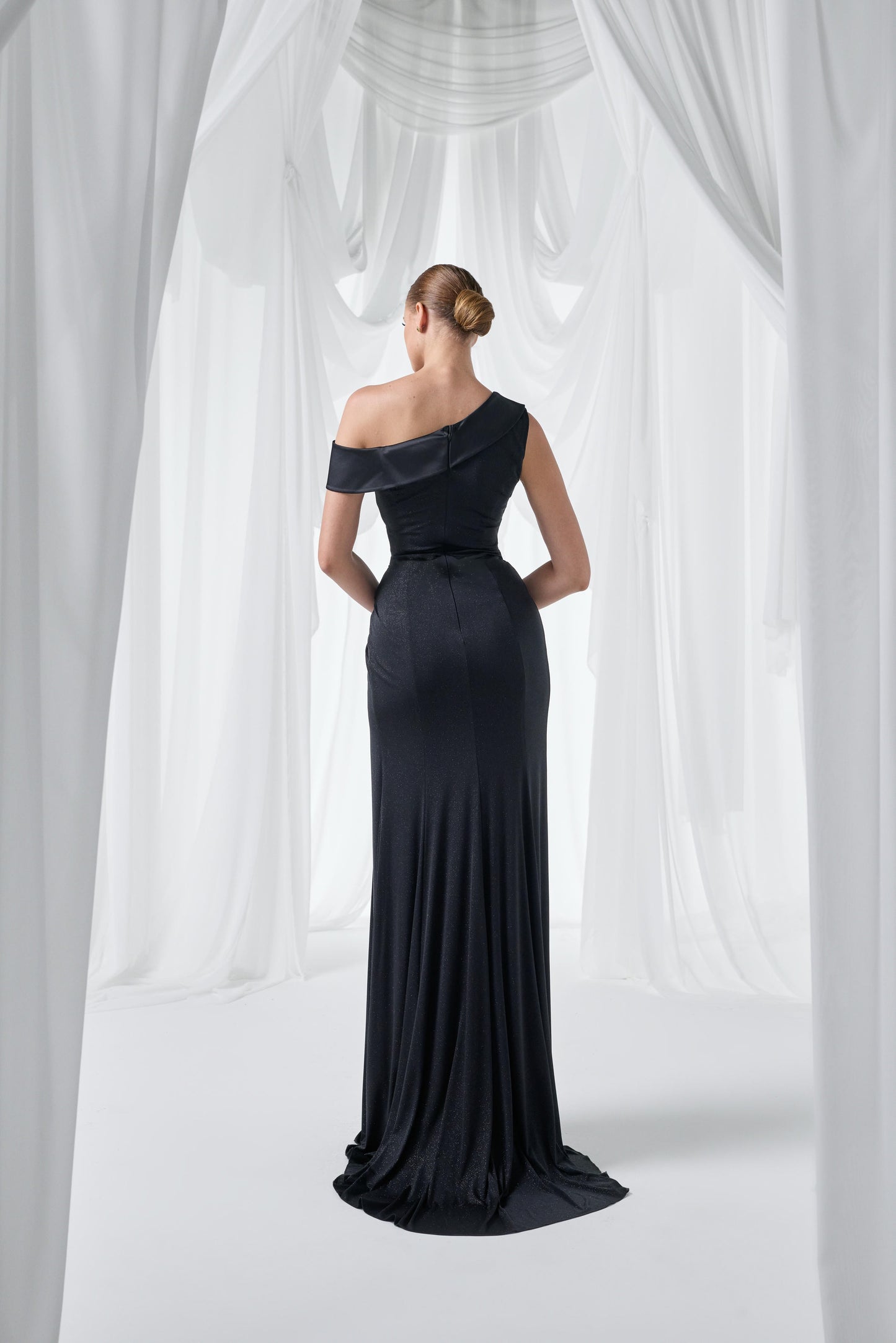 So Lady Model 4003 Tek Omuz Işıltılı Uzun Abiye Elbise